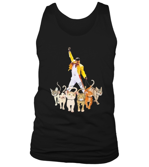 Freddie Mercury With Yellow Jacket And Cats Tank Top Unisex