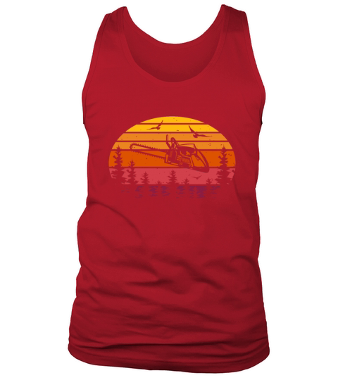 Lumberjack - Chain Saw Retro Vintage Sunset Tank Top Unisex