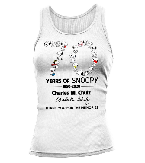 70 years of Snoopy 1950-2020 Charles M Schulz signature thank you for the memories Tank top Woman