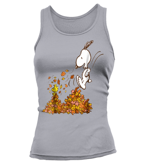 Peanuts Snoopy Jumping Into leaf Autumn Tank top Woman