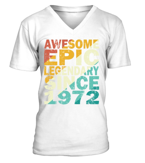 50th birthday vintage 1972 legendary since 1972 V-Neck T-shirt