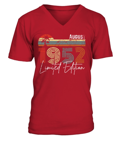 70 Years August 1952 Vintage Limited Edition V-Neck T-shirt