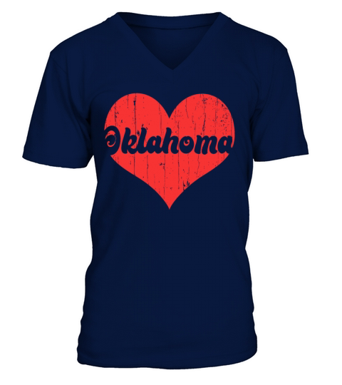 America Citizen US State Flag Heart Love Oklahoma V-Neck T-shirt