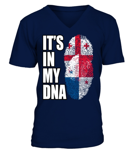 Georgian And Panamanian Mix Heritage DNA Flag V-Neck T-shirt