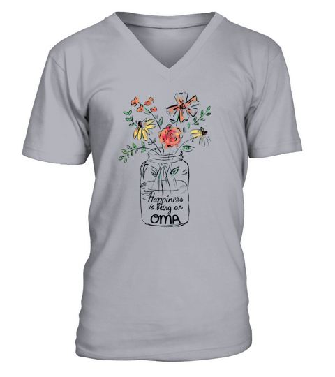 Happiness Is Being Oma Life – Flower Art-grandma shirt V-Neck T-shirt