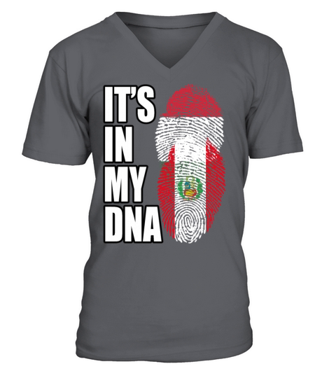 Hungarian And Peruvian Mix Heritage DNA Flag V-Neck T-shirt