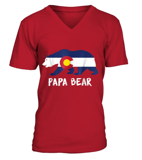 Mens Colorado CO Flag PAPA Bear Fathers Day Gift Mans Dad T-Shirt V-Neck T-shirt