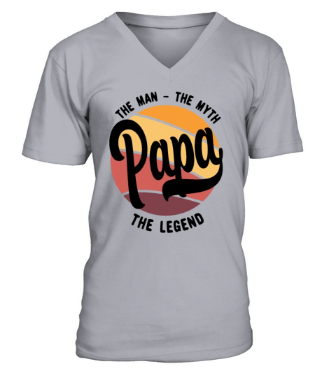 Papa The Man The Myth The Legend 1 black V-Neck T-shirt