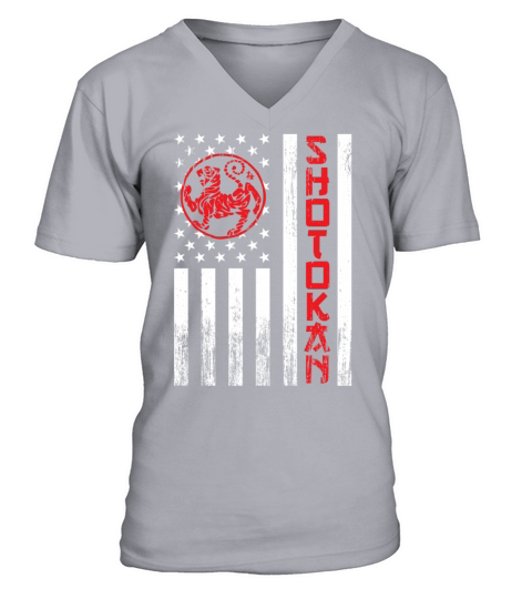 Shotokan Vintage American Flag Patriotic Karate V-Neck T-shirt