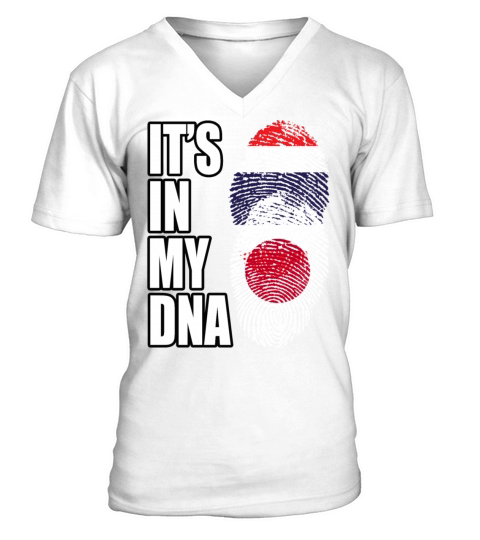 Thai And Japanese Vintage Heritage DNA Flag V-Neck T-shirt