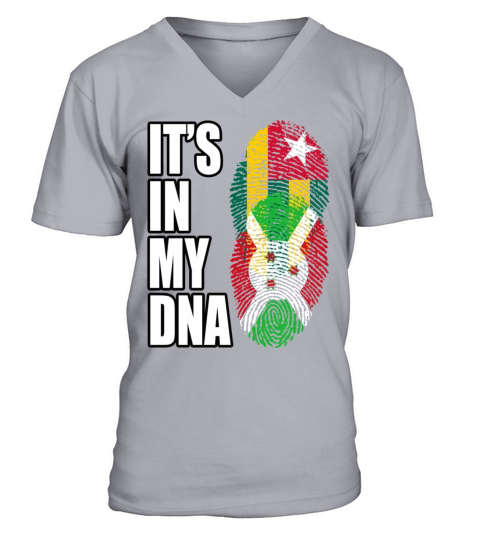 Togolese And Burundian Mix Heritage DNA Flag V-Neck T-shirt