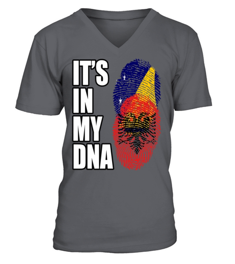 Tokelauan And Albanian Mix Heritage DNA Flag V-Neck T-shirt