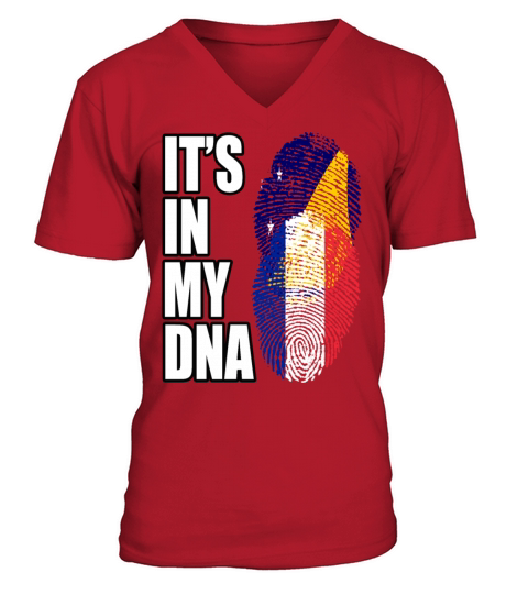 Tokelauan And French Mix Heritage DNA Flag V-Neck T-shirt