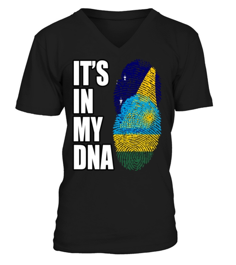 Tokelauan And Rwandan Mix Heritage DNA Flag V-Neck T-shirt