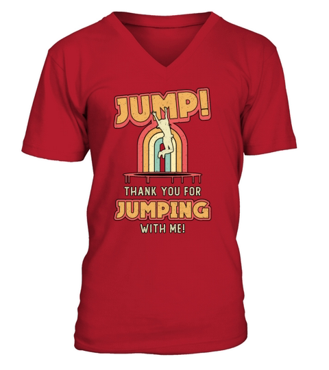 Trampoline Jump Thank You Gymnast Trampolining V-Neck T-shirt