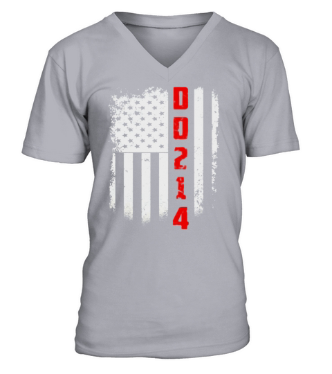US American Flag T-shirt for DD214 Red Line V-Neck T-shirt