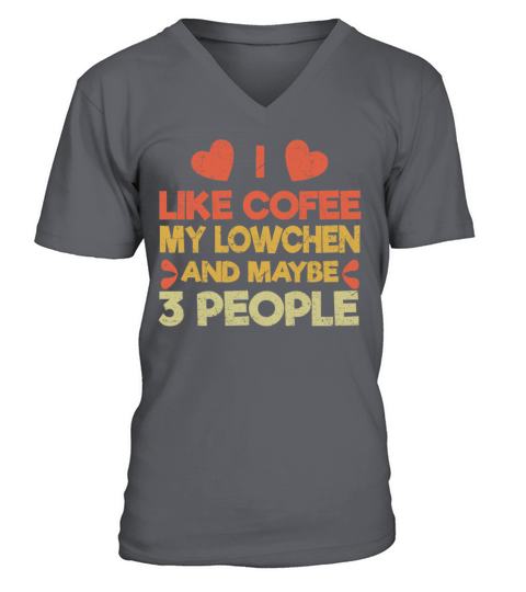 Vintage Pet Dog Like Coffee Love Lowchen V-Neck T-shirt