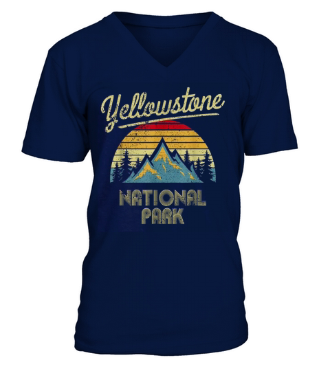 Vintage Retro Yellowstone Mountain National Park shirt V-Neck T-shirt