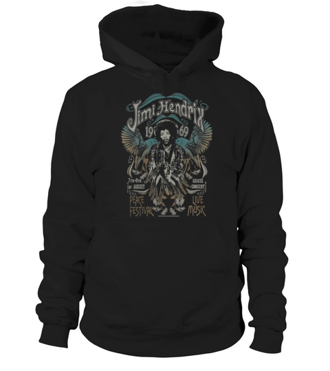 Jimi Hendrix Peace Festival Winged Guitar Poster T-Shirt Hoodie Unisex