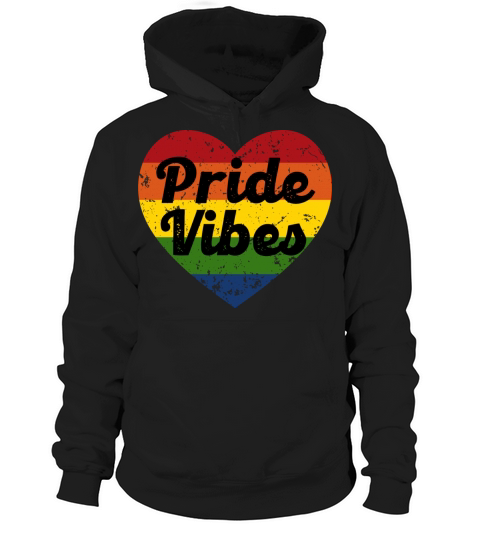 Pride Vibes Retro Vintage Rainbow Heart Hoodie Unisex