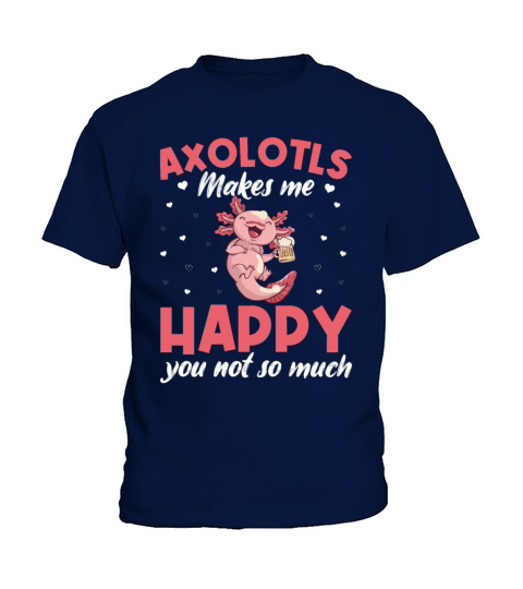 Axolotl Anime Cute Salamander Kawaii Drinking Beer Kids T-Shirt