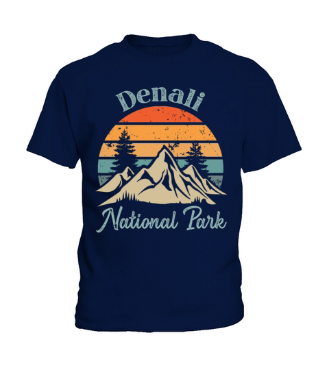 Denali National Park Retro Vintage Mountain Sunset Kids T-Shirt