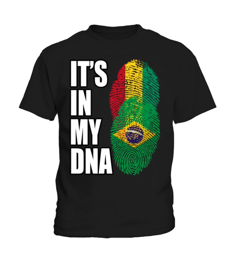 Guinean And Brazilian Mix Heritage DNA Flag Kids T-Shirt