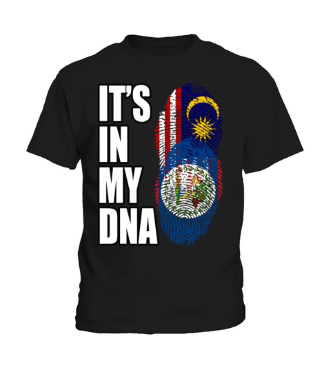 Malaysian And Belizean Mix Heritage DNA Flag Kids T-Shirt