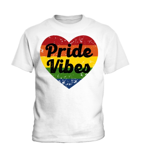 Pride Vibes Retro Vintage Rainbow Heart Kids T-Shirt