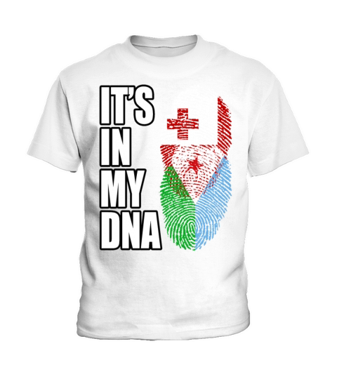 Tongan And Djiboutian Mix Heritage DNA Flag Kids T-Shirt