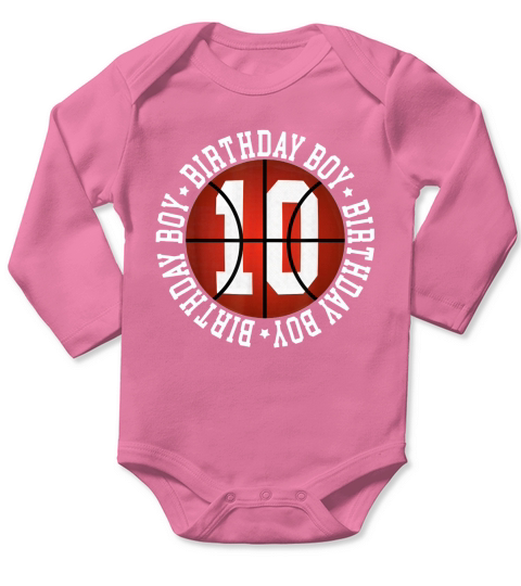 10th Birthday Boy Basketball T-Shirt 10 Year Old Baller Long Sleeve Baby One-Piece