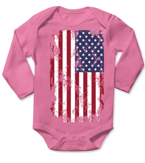 American flag vintage style grunge texture Long Sleeve Baby One-Piece