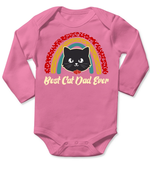 Best Cat Dad Ever Vintage Funny Cat Long Sleeve Baby One-Piece