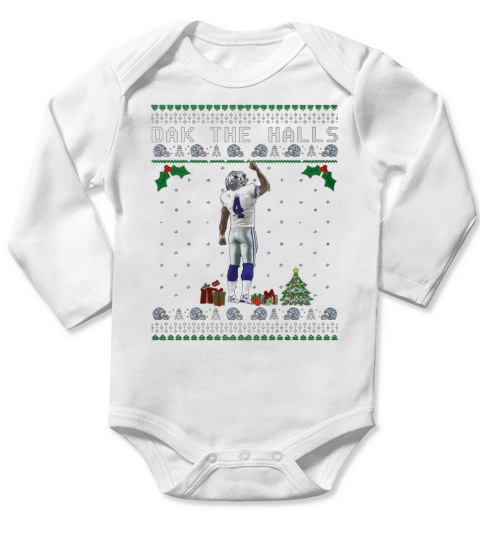 DAK PRESCOTT DAK THE HALLS UGLY CHRISTMAS shirt, hoodie, sweater, longsleeve t-shirt Long Sleeve Baby One-Piece