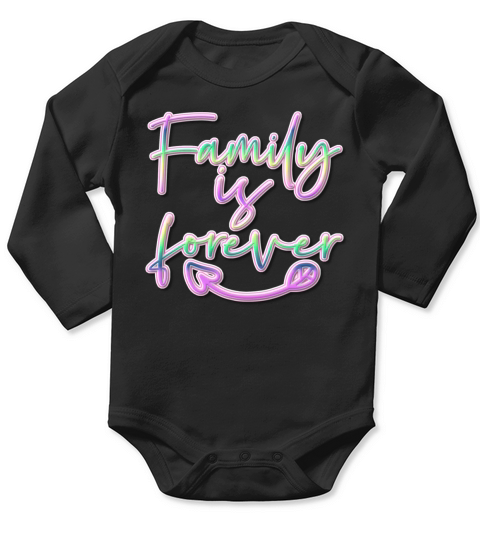 Family is Forever Colorful Text Long Sleeve Baby One-Piece