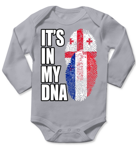 Georgian And French Mix Heritage DNA Flag Long Sleeve Baby One-Piece