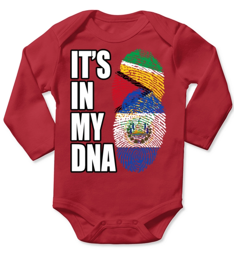Guyanese And Salvadoran Mix Heritage DNA Flag Long Sleeve Baby One-Piece