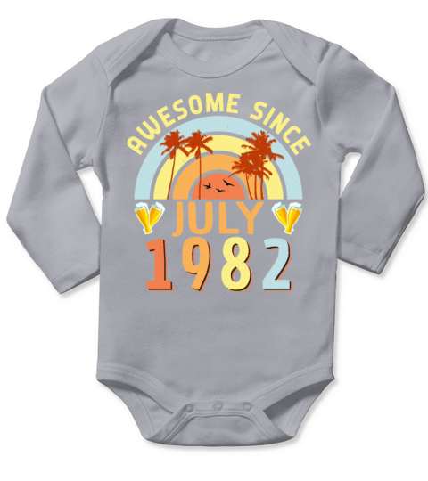 July 1982 40th Birthday Long Sleeve Baby One-Piece