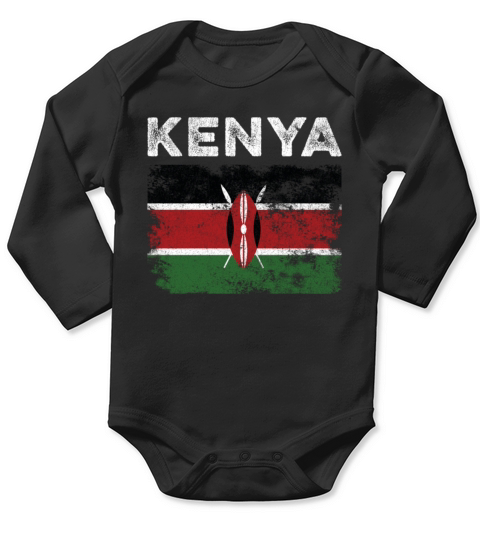 Kenya Flag Distressed - Kenyan Flag Long Sleeve Baby One-Piece