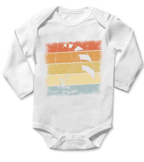 Kiteboarding Sunset Retro Design Long Sleeve Baby One-Piece