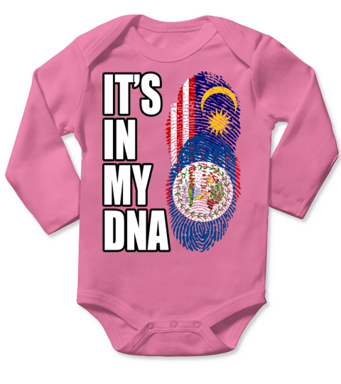Malaysian And Belizean Mix Heritage DNA Flag Long Sleeve Baby One-Piece