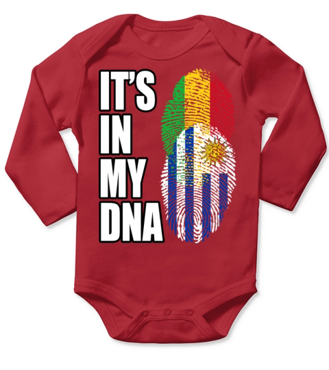 Malian And Uruguayan Mix Heritage DNA Flag Long Sleeve Baby One-Piece