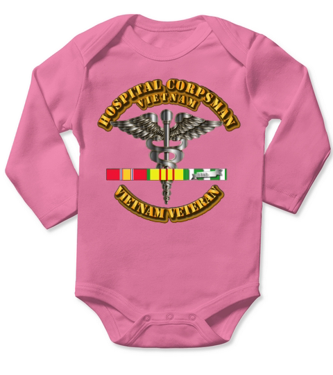 navy-hospital-corpsman-w-vietnam-svc-ribbons Long Sleeve Baby One-Piece
