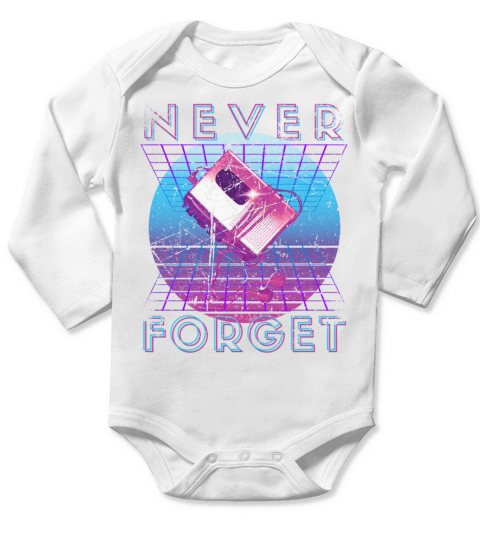 Never Forget Retro 80s 90s Nostalgia Long Sleeve Baby One-Piece