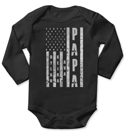 Papa The Man The Myth The Legend American Flag - Custom Long Sleeve Baby One-Piece