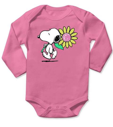 Peanuts Snoopy pink daisy flower shirt Long Sleeve Baby One-Piece