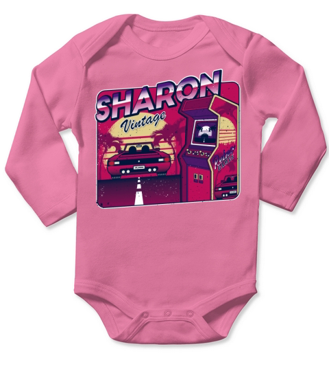 Sharon Funny Personalized Vintage Gamer 80s 90s Long Sleeve Baby One-Piece