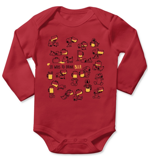 Snoopy 20 ways to drink beer shirt Long Sleeve Baby One-Piece