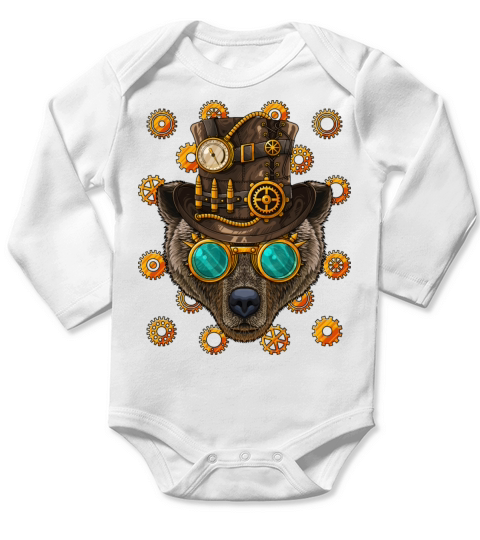 Steampunk Bear Medieval Victorian Steam Powered An Long Sleeve Baby One-Piece