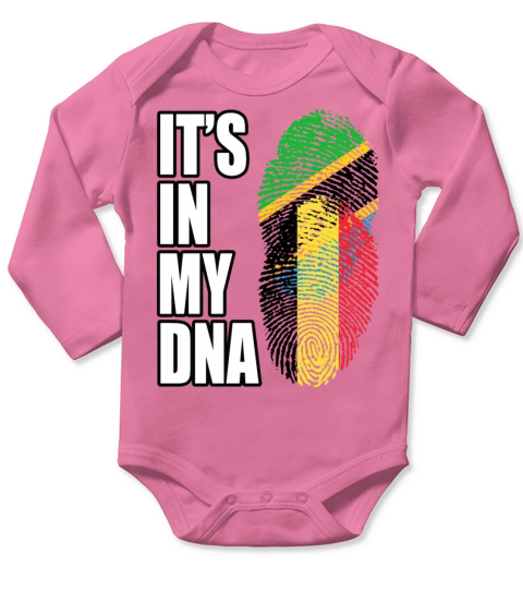 Tanzanian And Belgian Vintage Heritage DNA Flag Long Sleeve Baby One-Piece